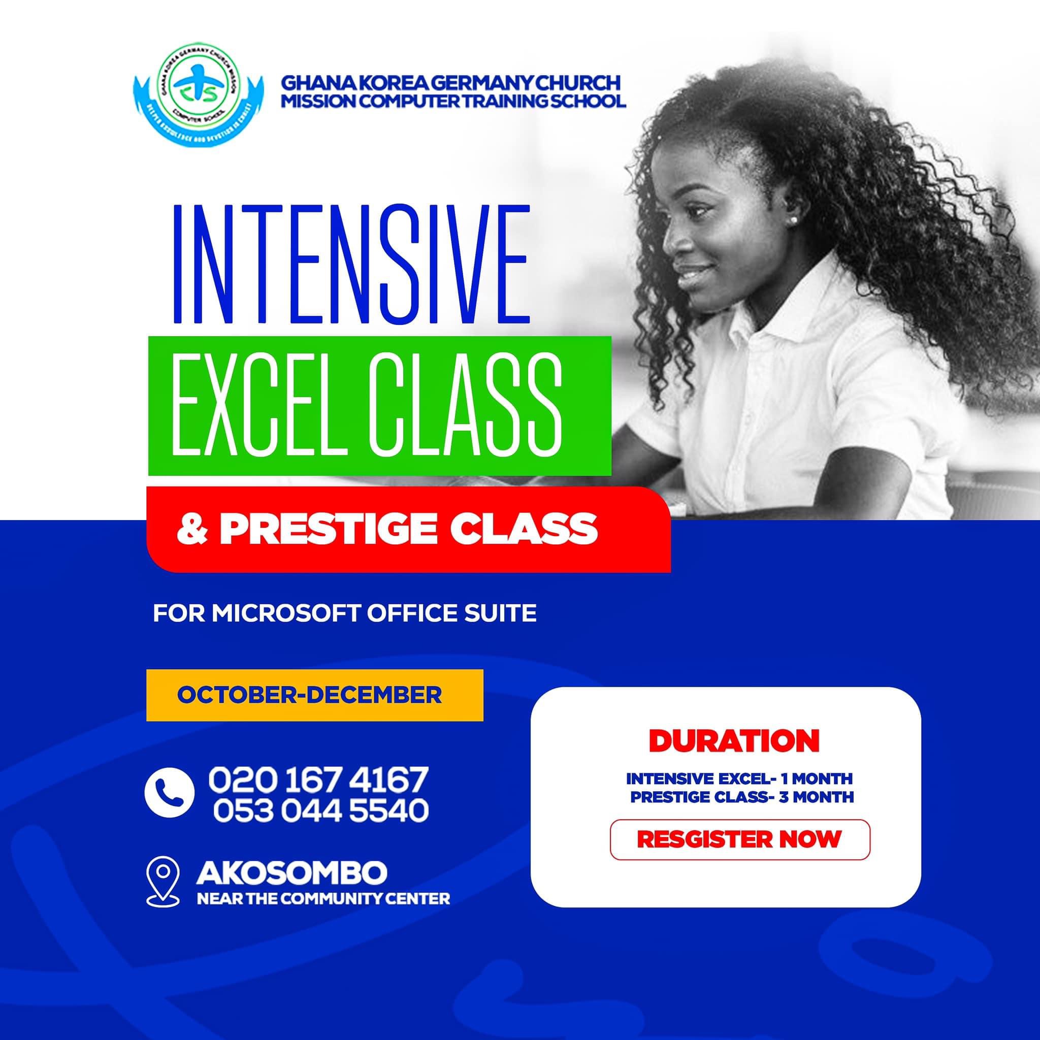 1 Month Intensive Excel and 3 Months Prestige course